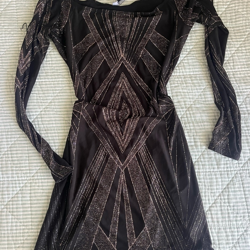 Jump Black and Gold Long Sleeve Dress